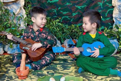 “Bữa cơm hành quân” của các chiến sĩ nhí trường Mầm non Đông Thành